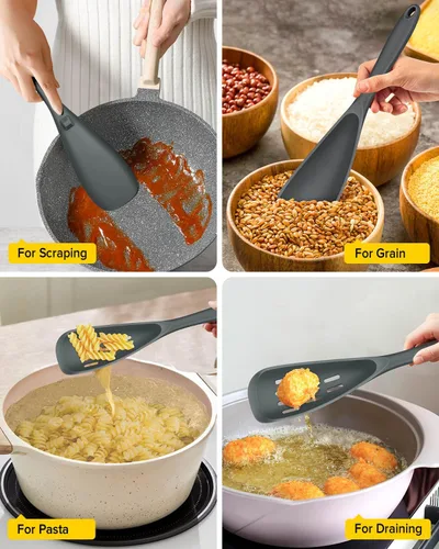 Vista 5 de BUNDLEPRO Cucharas de cocina de silicona para utensilios de cocina Gris