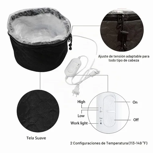 Vista 5 de XNX Gorro eléctrico de 110 V, sombrero para el cuidado del cabello, gorra de belleza para el cabello, balneario para el cabello, gorro térmico