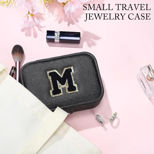 Vista 6 de Parima Joyero de viaje negro para mujeres y niñas, joyero con inicial H Joyero mediano Joyero de viaje para mujer Joyero de viaje Regalos