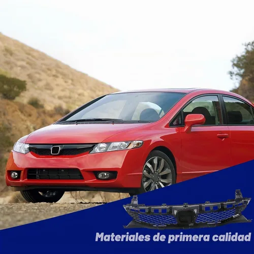 Vista 5 de Conjunto de parrilla delantera para Honda Civic Sedan 09-11, carcasa negra