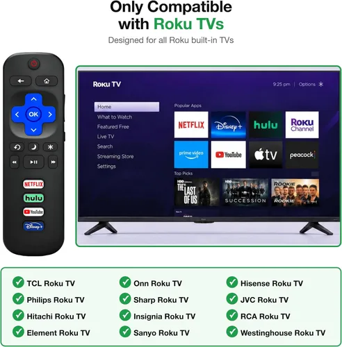 Vista 2 de Control remoto universal para televisores Roku TV, reemplazo