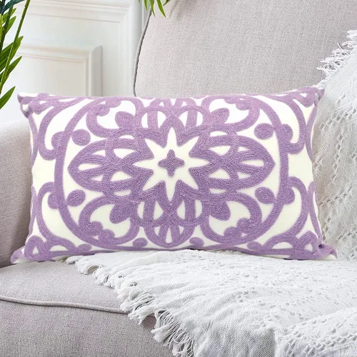 Vista 61 de Alysheer Funda de almohada decorativa bordada de 18 x 18 pulgadas, acogedora y fresca funda de cojín bohemia con diseño de mandala chic de punto