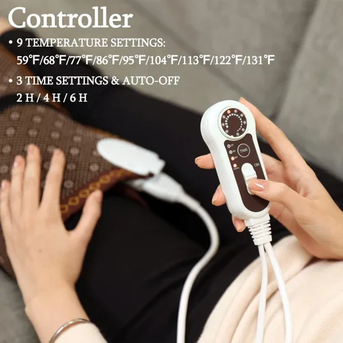 Vista 5 de Almohadilla térmica de infrarrojos lejanos, jade natural y 2 almohadillas térmicas de turmalina diferentes, almohadillas térmicas eléctricas