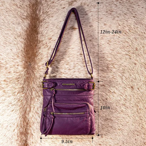 Vista 3 de Montana West Crossbody Bag for Women Soft Washed Leather Multi Pocket Shoulder Purses