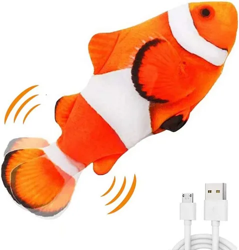 Vista 9 de QIAONIUNIU Juguetes de peluche interactivos de peces móviles eléctricos