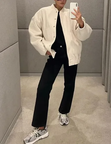 Vista 6 de Gihuo Chaquetas de mezcla de lana de gran tamaño para mujer, con botones, casual, con bolsillos, 2023