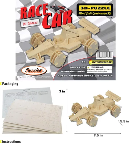 Vista 2 de Puzzled Rompecabezas de madera natural 3D Fórmula 1 (91 piezas)