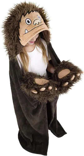 Vista 11 de Manta con capucha para llevar puesta Lazy One para niños, manta con capucha de animales (Oso)