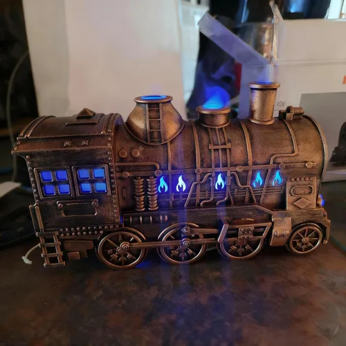 Vista 3 de Difusores de tren de 10.1 fl oz para aceites esenciales, difusor de aromaterapia de niebla fría con boquillas dobles, diseño de tren de vapor