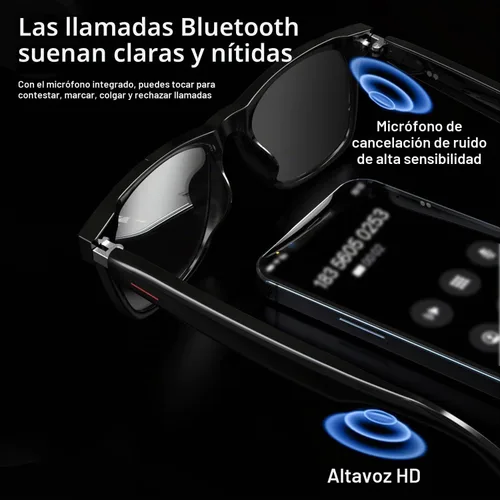 Vista 3 de Lentes inteligentes escuchables, gafas inteligentes de moda, inalámbricas multifuncionales, auriculares inalámbricos, lentes de sol para mujeres