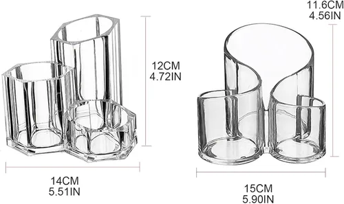 Vista 3 de Caja de almacenamiento de brochas de maquillaje Soporte transparente de acrílico cosmético
