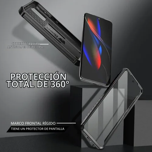 Vista 3 de Dexnor Funda para Samsung Galaxy S20 5G, [Protector de pantalla integrado y soporte] Protección de grado militar de servicio pesado a prueba de Negro