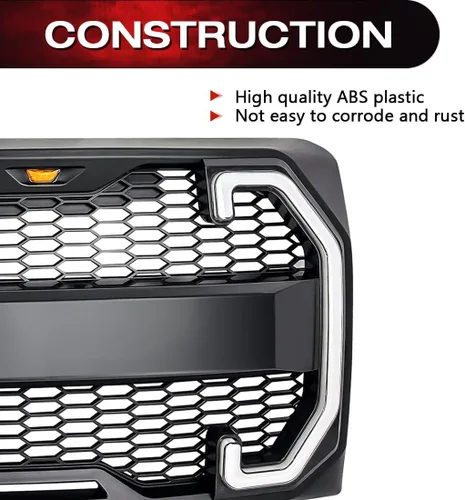 Vista 2 de EOMD Parrilla frontal compatible con F150 2009-2014 con DRL y luces de señal de giro, color negro mate