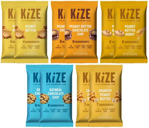 Vista 23 de KiZE Energy Bars - Barras energéticas de reemplazo de comidas con alto contenido de proteínas, a base de mantequilla de almendras, sin gluten, sin
