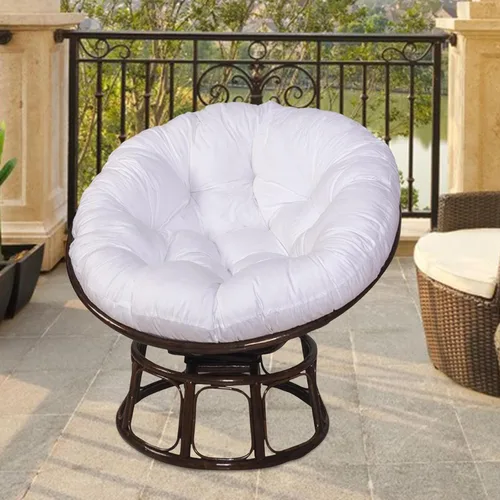 Vista 5 de Cojín de asiento para exteriores, redondo, extraíble, 24 x 24 pulgadas, color blanco