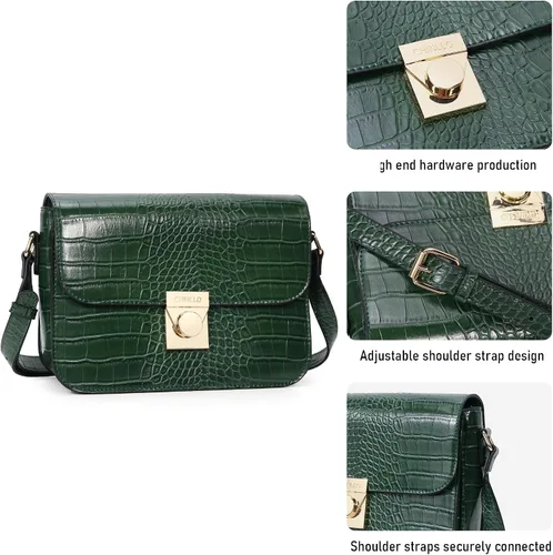 Vista 5 de Chinllo Bolso bandolera de hombro para mujer, bolso de bolsillo triple de piel sintética, bolso de mensajero con solapa