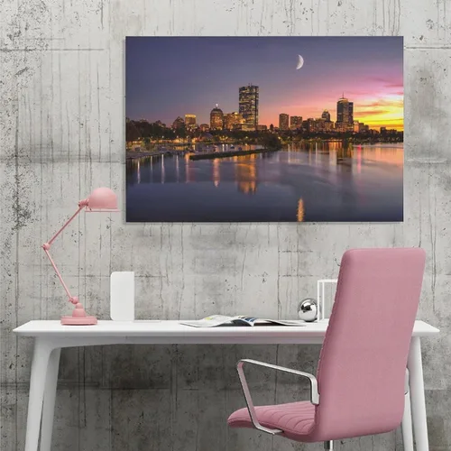 Vista 4 de Póster de lienzo con diseño de horizonte de Charles River de Boston, decoración de dormitorio, paisaje deportivo, oficina, habitación, regalo