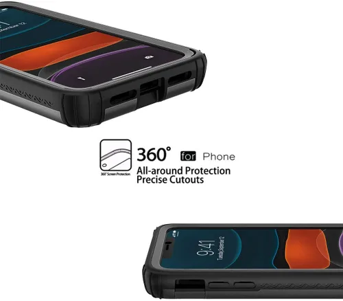 Vista 5 de WeLoveCase para iPhone 11 Estuche tipo billetera Defender con portatarjetas, cubierta con espejo oculto, tres capas, a prueba de golpes, protección