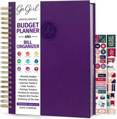 Vista 11 de GoGirl Planificador de presupuesto y organizador mensual de facturas, libro financiero mensual con bolsillos. Cuaderno de seguimiento de gastos