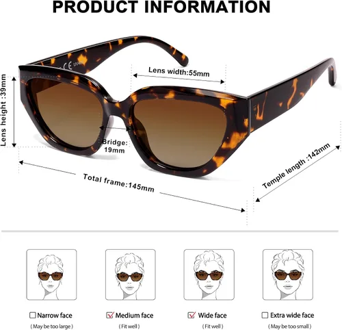 Vista 25 de SOJOS Gafas de sol polarizadas de ojo de gato lindo de moda para mujer Cateye SJ2237