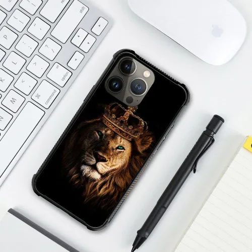 Vista 5 de DAIZAG Funda compatible con iPhone 15 Pro Max, corona con león con protección contra golpes y arañazos para iPhone 15 Pro Max (6.7 pulgadas)