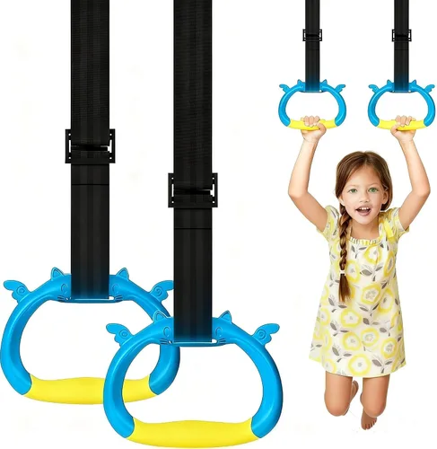 Vista 6 de Nuevos anillos de gimnasia profesionales, tanto para adultos como para niños, soporta 550 libras, equipo de fitness en casa, barra de dominadas