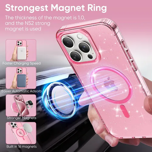 Vista 2 de ABenkle Funda para iPhone 12, para iPhone 12 Pro, compatible con MagSafe, purpurina transparente linda para mujeres y niñas, funda protectora