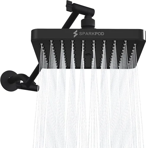 Vista 20 de SparkPod Cabezal de ducha tipo lluvia cuadrado con brazo de extensión, cabezal de ducha de altura ajustable con rendimiento de alta presión, fácil