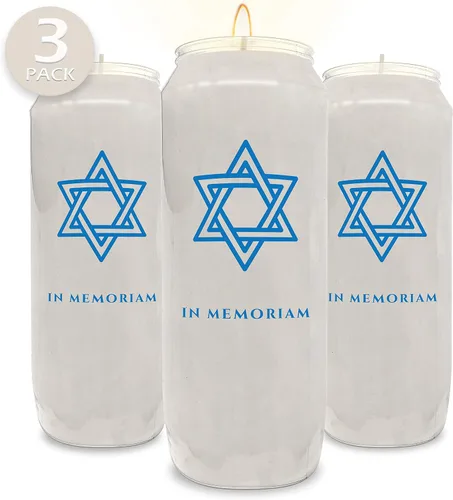 Vista 7 de Velas conmemorativas Yahrzeit de 9 días, 1 paquete, tarro de plástico, velas de pilar de 7 pulgadas de alto para religiosos, oración y vigilia