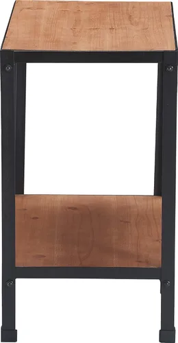 Vista 10 de Serta Overland - Mesa auxiliar de 2 niveles, muebles decorativos de madera rústica y metal negro, marco estrecho rectangular, fácil montaje