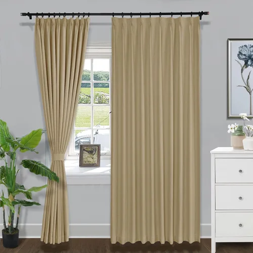 Vista 20 de Fcosie Cortinas opacas de lino de 63 pulgadas de largo, cortinas plisadas para barra transversal, cortinas con aislamiento térmico para comedor