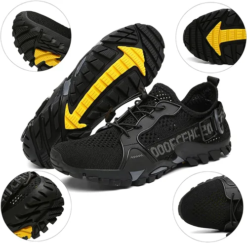 Vista 4 de TANGYUGEN Zapatos de agua para hombre y mujer, zapatos de senderismo al aire libre, secado rápido, zapatos acuáticos para playa, senderismo