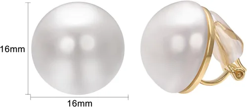 Vista 23 de Yoursfs Aretes de clip de perlas blancas grandes para mujer, chapados en oro de 18 quilates, hipoalergénicos, sin perforaciones, joyería brillante