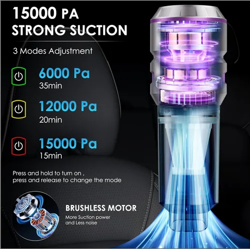 Vista 3 de Aspiradora inalámbrica de mano 4 en 1, soplador de aire de alta potencia de 84000 RPM, inflador y mini aspiradora de automóvil para el hogar