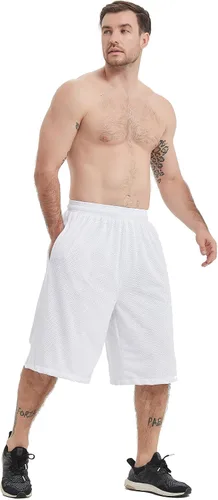 Vista 6 de HQUEC Pantalones cortos deportivos de 12 pulgadas para hombre, pantalones cortos largos de entrenamiento de baloncesto por debajo de la rodilla