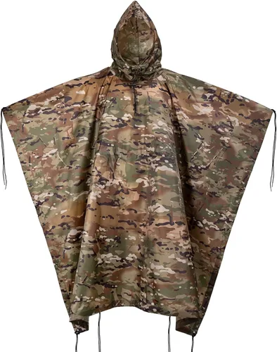 Vista 5 de GRVCN Poncho de lluvia militar, impermeable de camuflaje impermeable ligero al aire libre