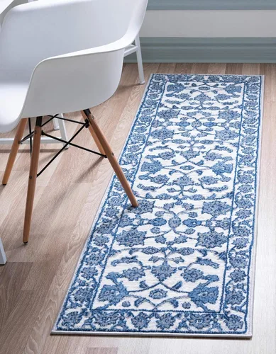Vista 29 de Unique Loom Boston Collection - Alfombra rectangular de 2 x 3 pies y 1 pulgada, color azul y marfil