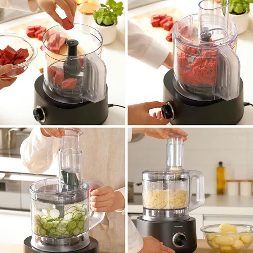 Vista 7 de Panasonic Procesador de alimentos, picadoras eléctricas de verduras para preparación rápida de alimentos, 5 accesorios para triturar, batir, picar
