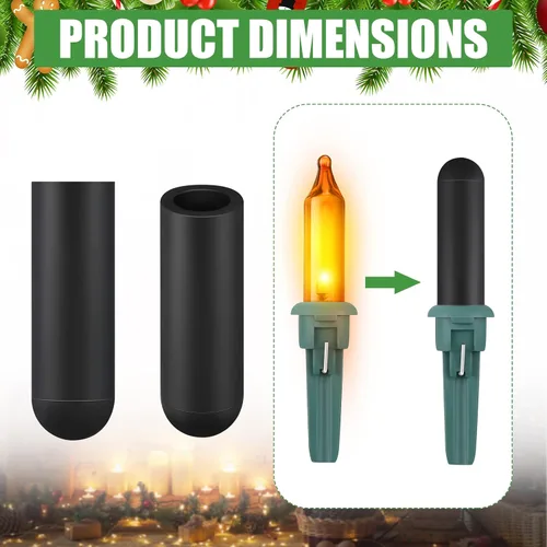 Vista 2 de Zonon 100 piezas sin tapas incandescentes de cristal de Navidad LED Glow Plug Cap Light Blackout Caps No Glow Caps Cubierta negra para luces