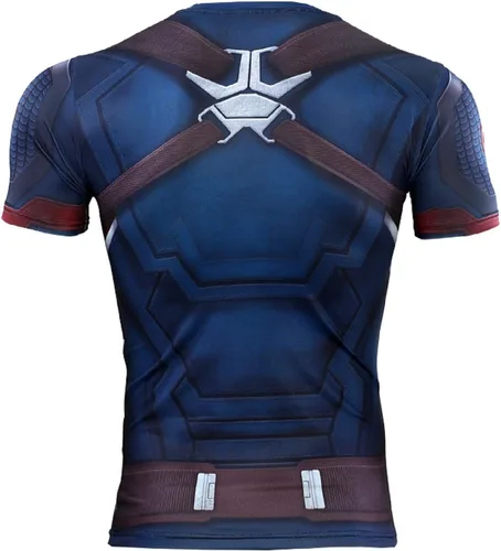 Vista 2 de Camisa de compresión para hombre, camiseta de entrenamiento atlético, estampado 3D, camiseta deportiva de fitness