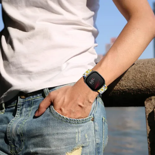 Vista 7 de Pikacu - Bandas de anime de tortuga marina compatibles con Fitbit Sense/Sense 2/Versa 3/Versa 4, correa deportiva de silicona suave y elegante