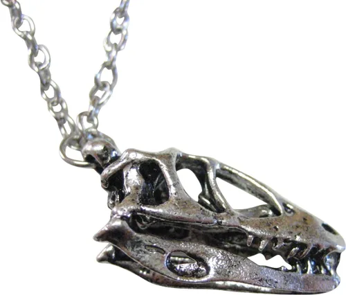 Vista 2 de Collar con colgante de esqueleto de fósil, Metal