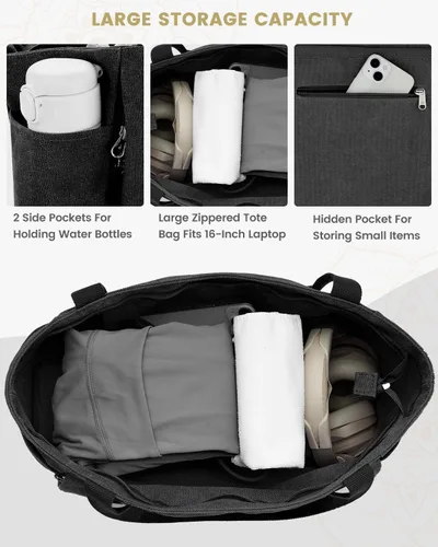 Vista 3 de Gonex Bolsa para Esterilla de Yoga, Bolsa Grande con Múltiples Bolsillos para Mujeres y Hombres, Portador de Esterilla de Lona, Cremallera Completa