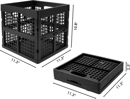 Vista 4 de Eslite Paquete de 3 Cajas de Almacenamiento de Plástico Plegables, Cajas Plegables para Almacenamiento, 16L (Negro)