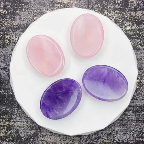 Vista 2 de Juego de 4 piedras de cristal curativo natural para el pulgar para aliviar la ansiedad, piedras preciosas ovaladas de bolsillo, piedras preciosas a