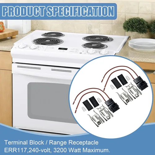 Vista 4 de Paquete de 2 estufas de estufa Elemento Enchufe Bloque de receptáculo Rango de bloque de terminales para receptáculo Whirlpool Kenmore Estufa