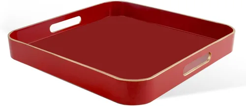 Vista 15 de Gifturbo - Bandeja de servir negra, bandejas de servir decorativas de mármol con asas, bandejas rectangulares de plástico para mesa de café otomanas