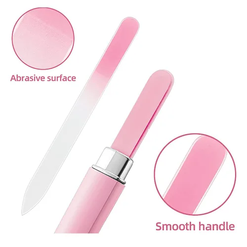Vista 2 de Paquete de 5 limas de uñas de vidrio con estuche, limas de uñas de vidrio de doble cara, lima de uñas de vidrio de doble cara, juego de manicura