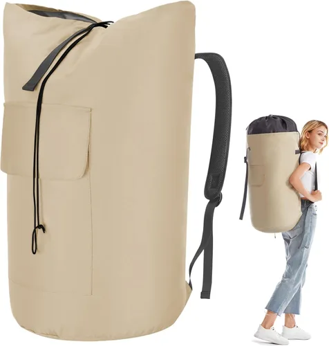 Vista 11 de Mochila para lavandería, 115L, resistente, extra grande, bolsa de ropa sucia con correas para el hombro, bolsa de ropa sucia con cierre de cordón
