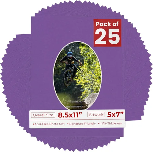 Vista 58 de Tapete de 8.5 x 11 pulgadas con corte biselado para fotos de 5 x 7 pulgadas – Apertura de tablero de fotos ovalada marrón roble envejecido
